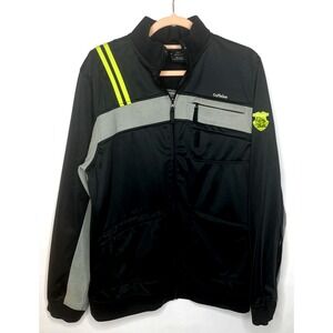 Caffeine Mens Full Zip Jacket Sz L Black Lime Green Grey Urban Streetwear Y2K